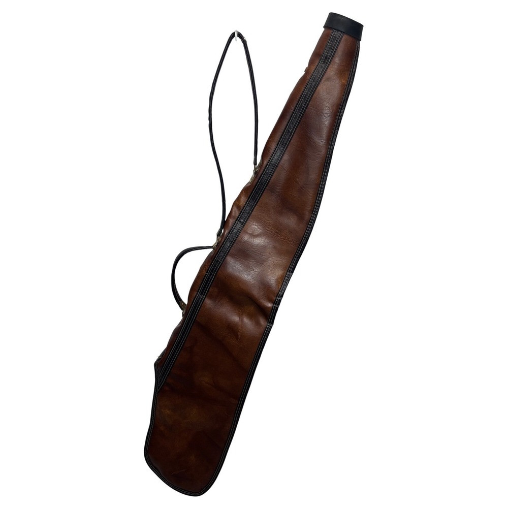 VTG Black Sheep Leather Rifle Case Brown Padded Fleece Lined Western